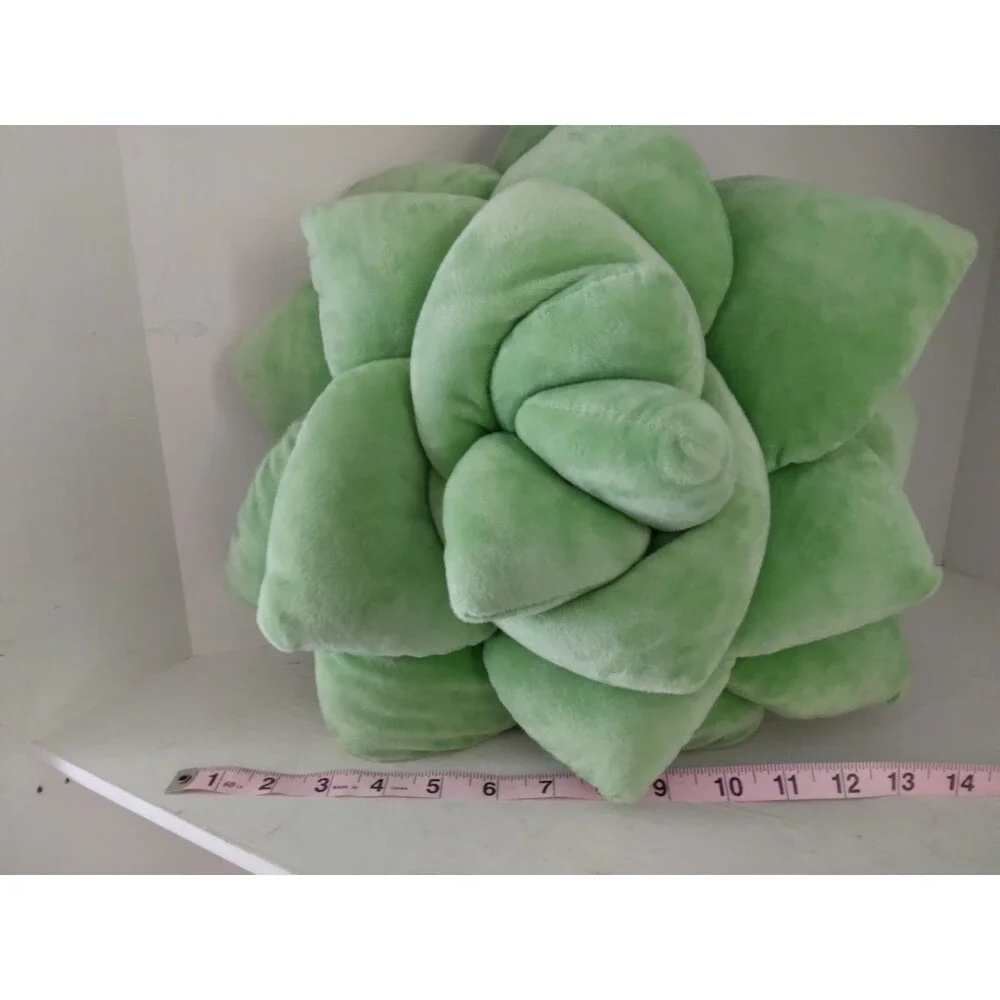 Green Philosophy Co 3D Succulent Flower Green Plush Accent Throw Pillow